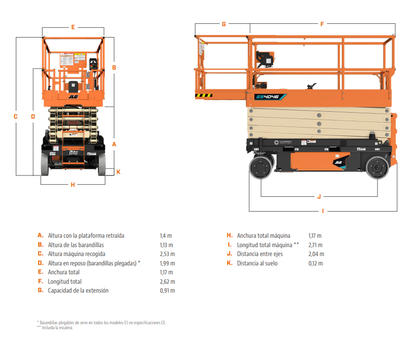 Diagrama de alcance JLG ES4046 (40 ft)